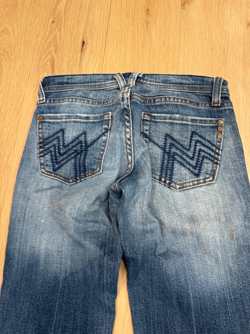 Vintage Miss Me Blue Denim Jeans with Zigzag Back Pocket Stitching